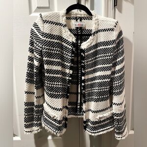 IRO Zlata Striped Tweed Jacket - Black and White; size US6/FR38